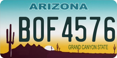 AZ license plate BOF4576