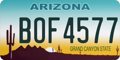AZ license plate BOF4577