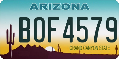 AZ license plate BOF4579