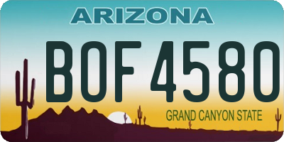 AZ license plate BOF4580