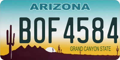 AZ license plate BOF4584