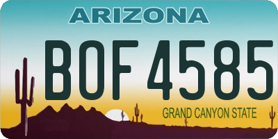 AZ license plate BOF4585