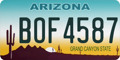 AZ license plate BOF4587