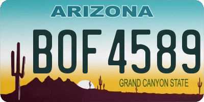 AZ license plate BOF4589