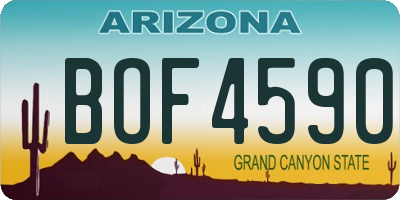 AZ license plate BOF4590