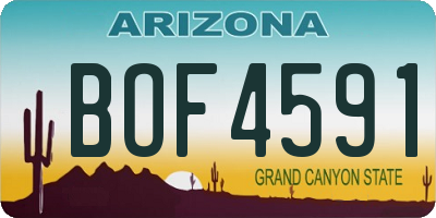 AZ license plate BOF4591