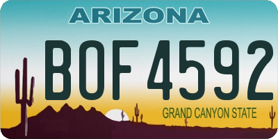 AZ license plate BOF4592