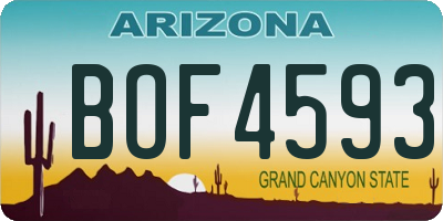AZ license plate BOF4593