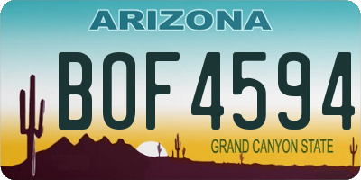 AZ license plate BOF4594