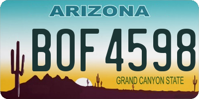 AZ license plate BOF4598