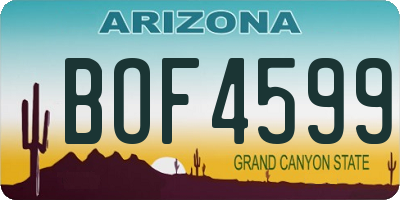 AZ license plate BOF4599
