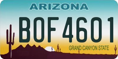AZ license plate BOF4601