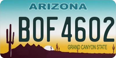 AZ license plate BOF4602