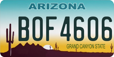 AZ license plate BOF4606