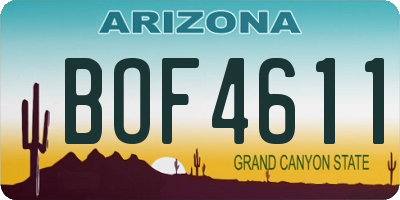 AZ license plate BOF4611