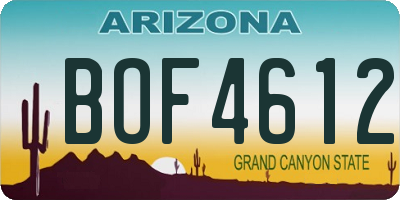 AZ license plate BOF4612