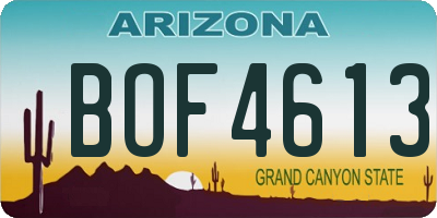 AZ license plate BOF4613