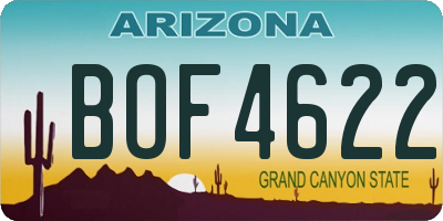 AZ license plate BOF4622