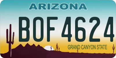 AZ license plate BOF4624