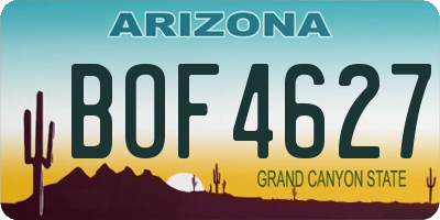 AZ license plate BOF4627