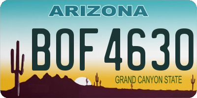 AZ license plate BOF4630