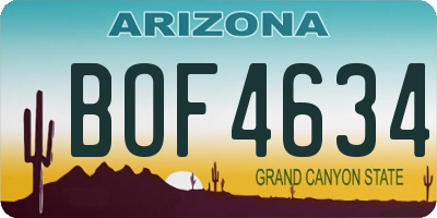 AZ license plate BOF4634