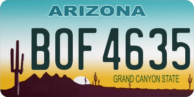 AZ license plate BOF4635
