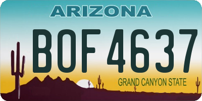 AZ license plate BOF4637