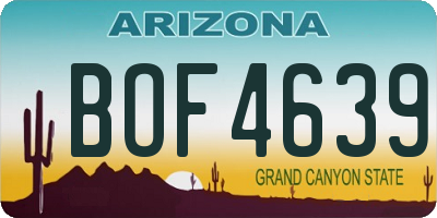AZ license plate BOF4639