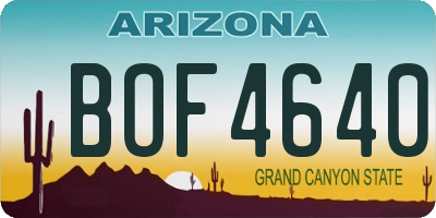 AZ license plate BOF4640