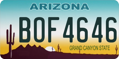 AZ license plate BOF4646