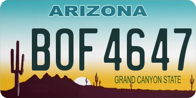 AZ license plate BOF4647