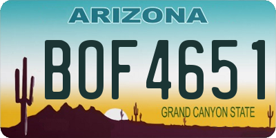 AZ license plate BOF4651