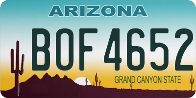 AZ license plate BOF4652