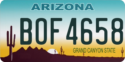 AZ license plate BOF4658