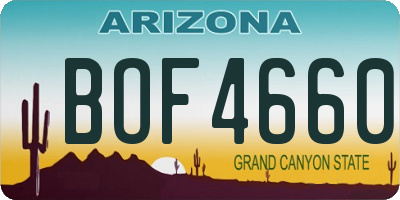 AZ license plate BOF4660