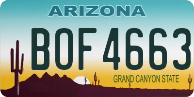 AZ license plate BOF4663