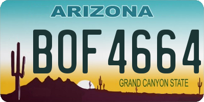 AZ license plate BOF4664