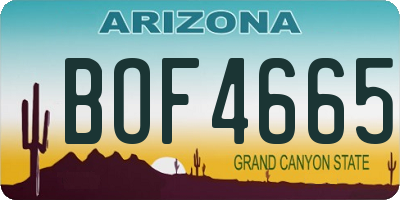 AZ license plate BOF4665