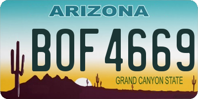 AZ license plate BOF4669