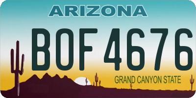 AZ license plate BOF4676