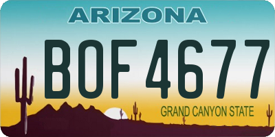 AZ license plate BOF4677
