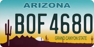 AZ license plate BOF4680