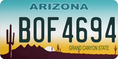 AZ license plate BOF4694