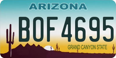 AZ license plate BOF4695