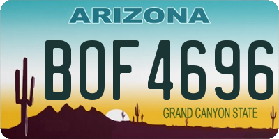 AZ license plate BOF4696