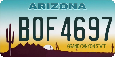 AZ license plate BOF4697