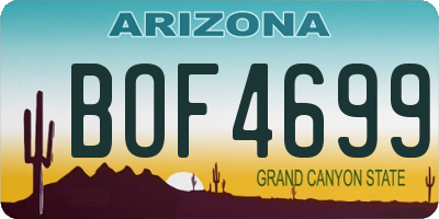 AZ license plate BOF4699