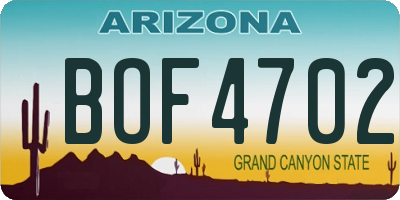 AZ license plate BOF4702