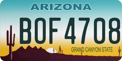 AZ license plate BOF4708